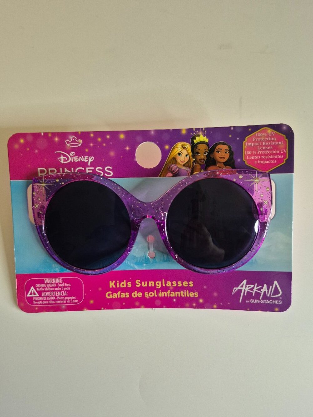 Princess Girls Sunglasses Sparkling Frame Purple Gradient Lens UV Protection